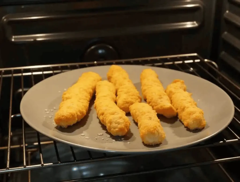 Fischstäbchen werden in der Pfanne gebraten.